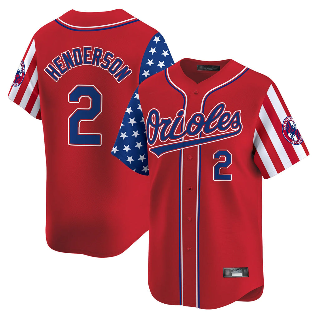 Kdoa B.Orioles #2 Gunnar Henderson Player Red Independence Day Vapor Premier Limited Home Game Stitched Jerseys