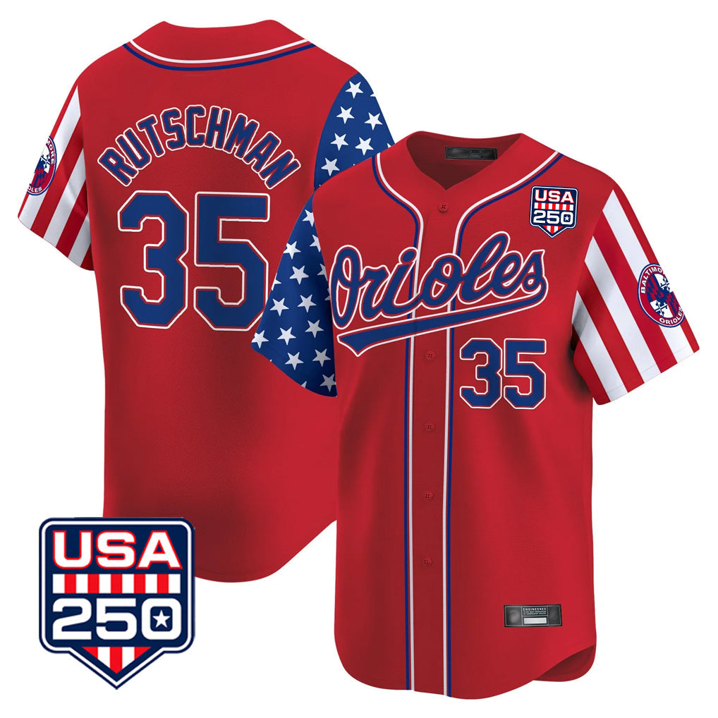 Kdoa B.Orioles #35 Adley Rutschman Red USA 250 Independence Day Vapor Premier Limited Home Game Stitched Jerseys