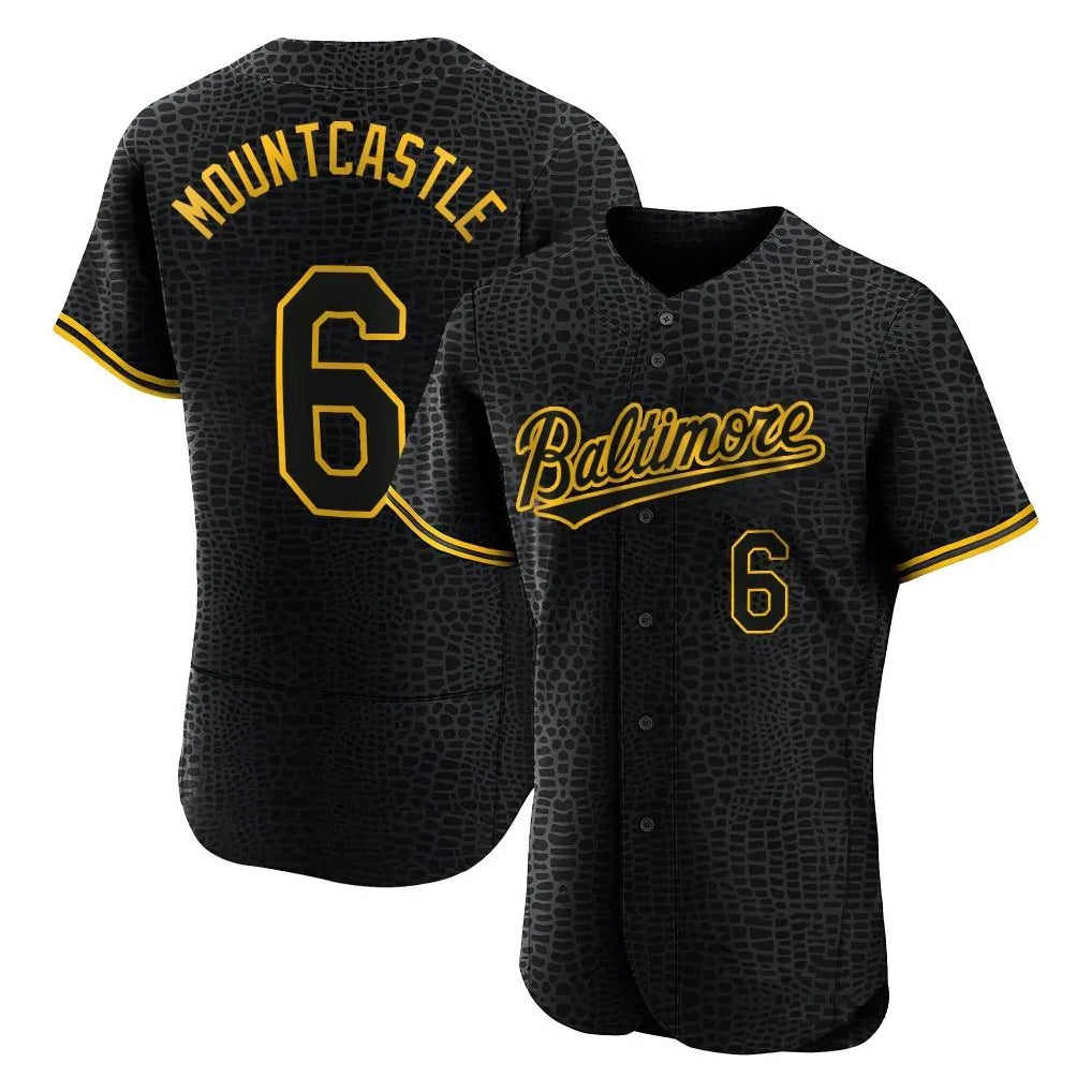 Kdoa B.Orioles #6 Ryan Mountcastle Player Black Snake Skin City Limited Elite Home Stitched Jerseys