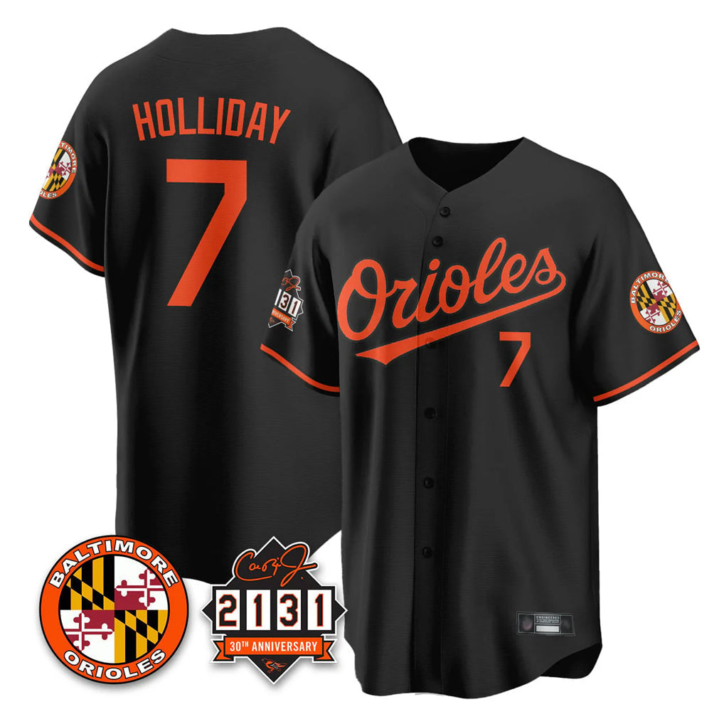 Kdoa B.Orioles #7 Jackson Holliday Player Black 30th Anniversary of 2131 Home Game Stitched Jerseys