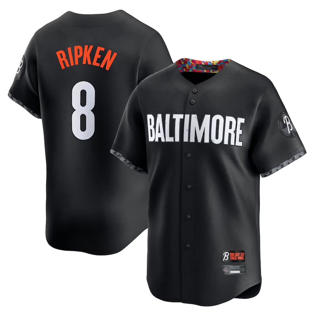 Kdoa B.Orioles #8 Cal Ripken Player Black City Connect Limited Home Game Stitched Jerseys