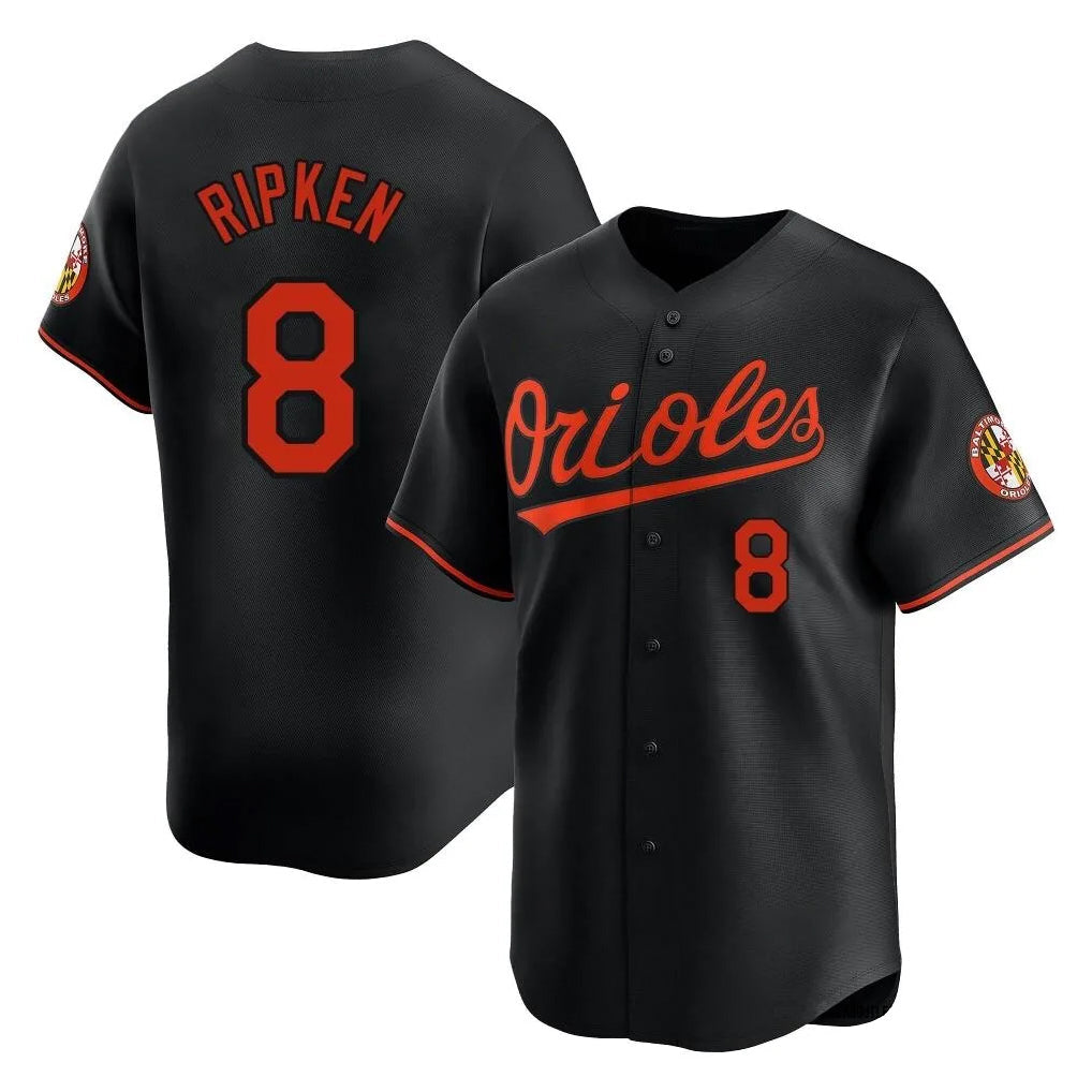 Kdoa B.Orioles #8 Cal Ripken Player Black Limited Home Game Stitched Jerseys