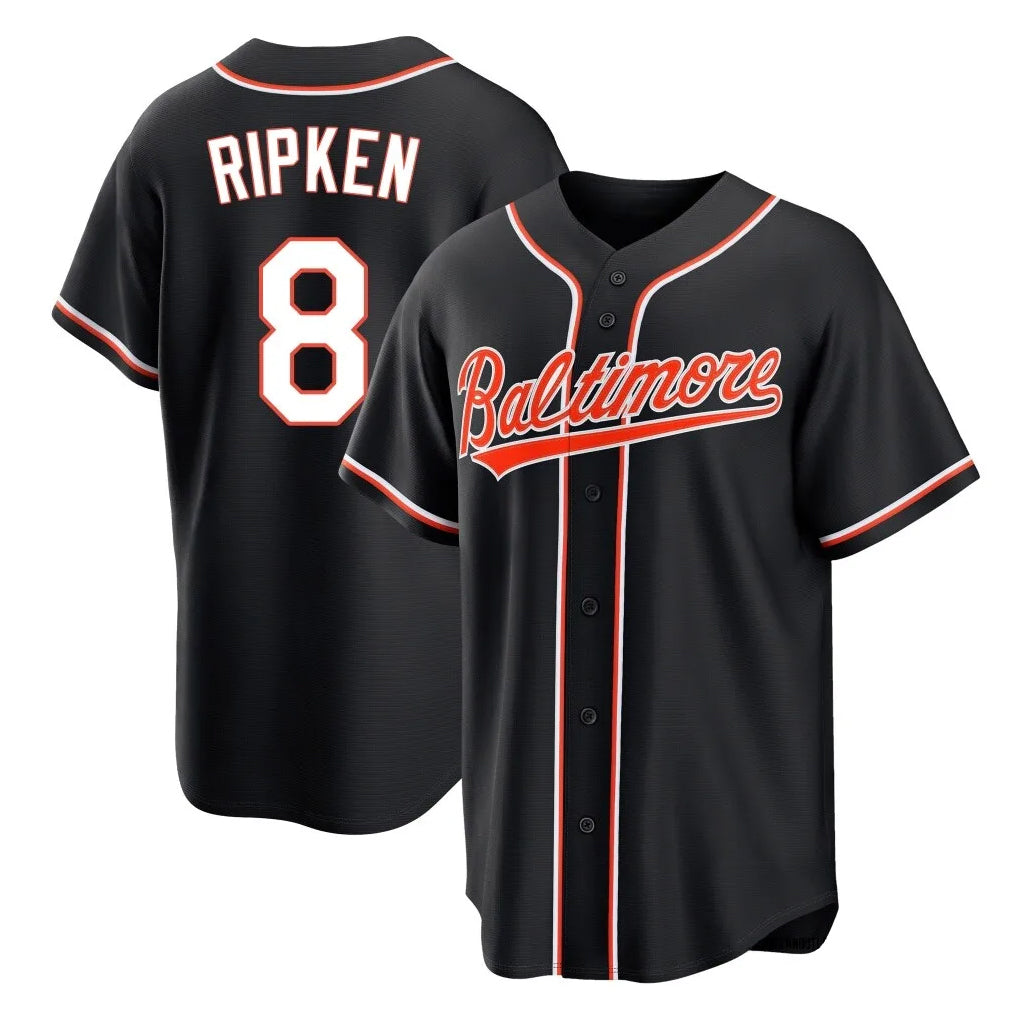 Kdoa B.Orioles #8 Cal Ripken Player Black Out Home Game Stitched Jerseys