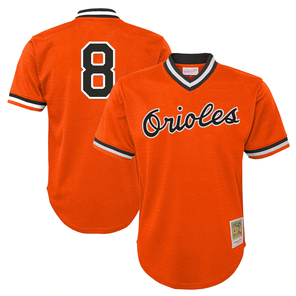 Kdoa B.Orioles #8 Cal Ripken Player Orange Mitchell & Ness Cooperstown Collection Mesh T-shirt Game Stitched Jerseys