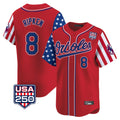 Kdoa B.Orioles #8 Cal Ripken Player Red USA 250 Independence Day Vapor Premier Limited Home Game Stitched Jerseys