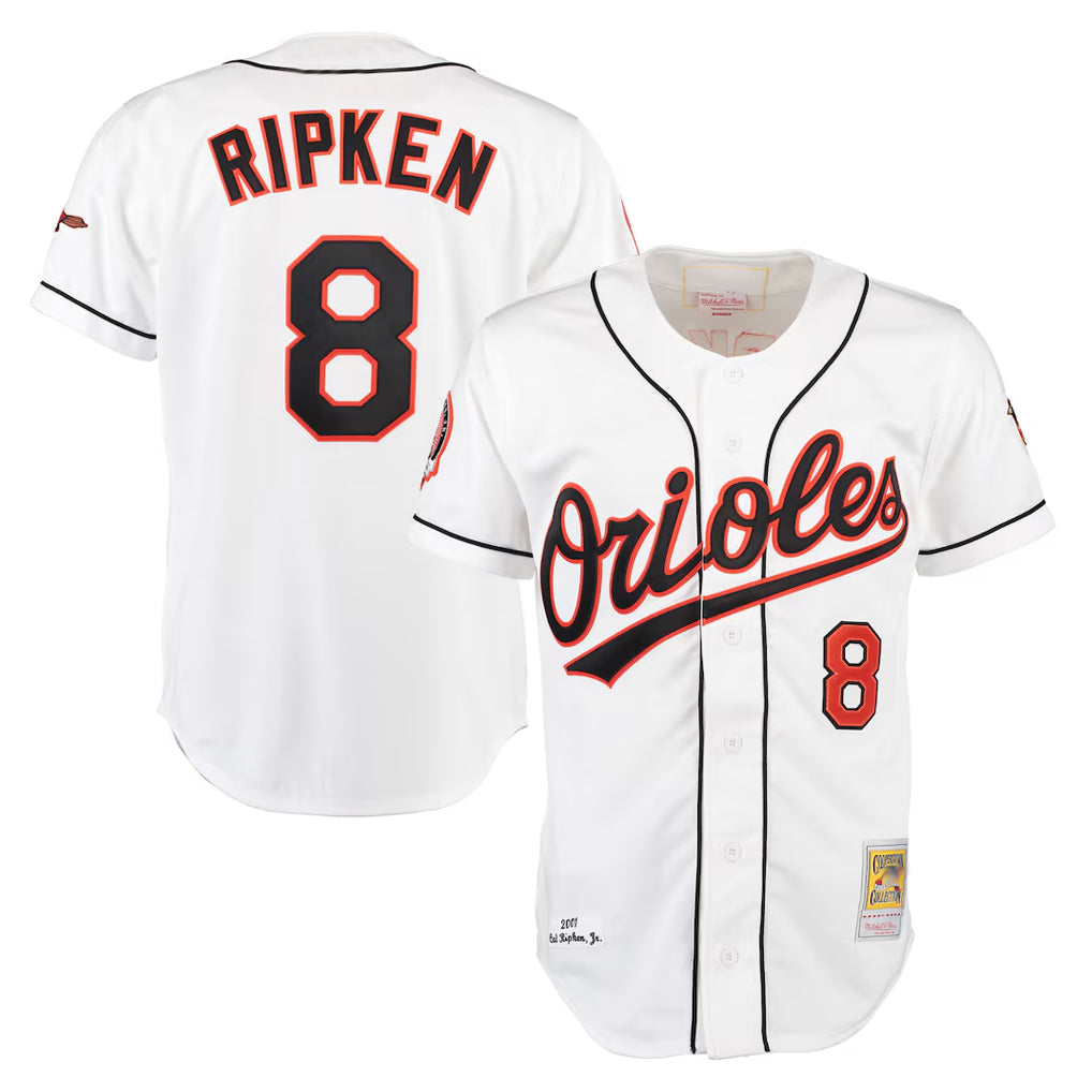 Kdoa B.Orioles #8 Cal Ripken Player White Mitchell & Ness Home Game Stitched Jerseys