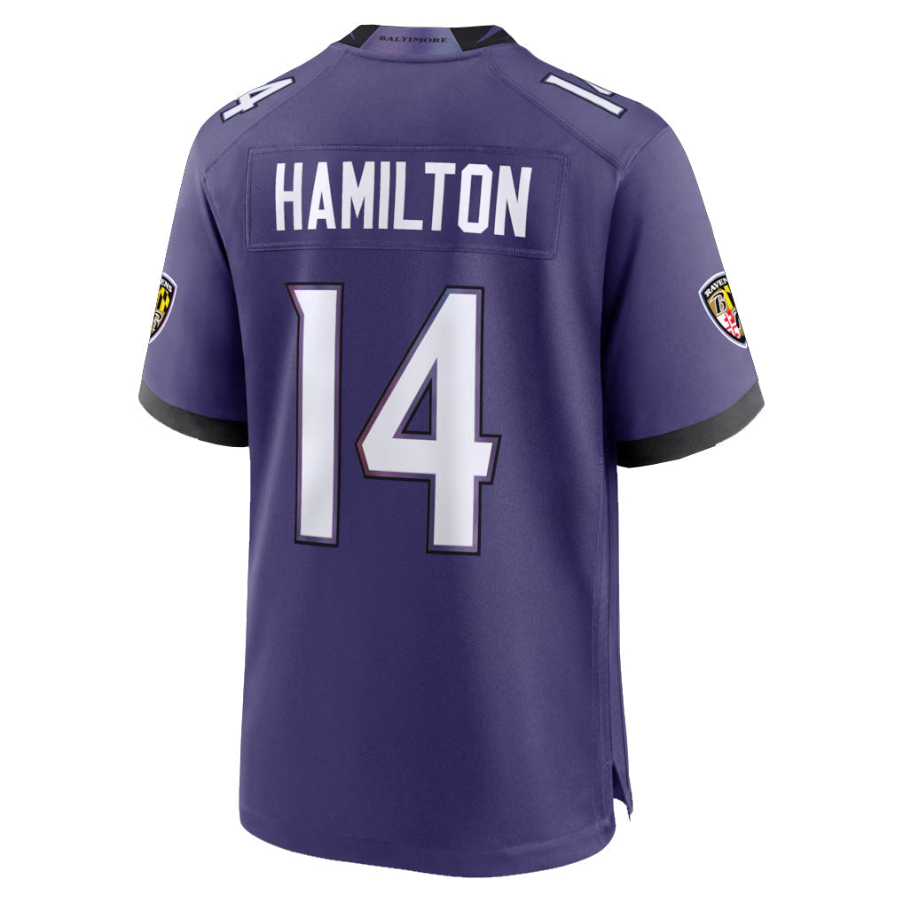 Kdoa B.Ravens #14 Kyle Hamilton Player Purple Home Game Stitched Jerseys
