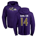 Kdoa B.Ravens #14 Kyle Hamilton Player Purple Salute to Service Pullover Hoodie Stitched Jerseys