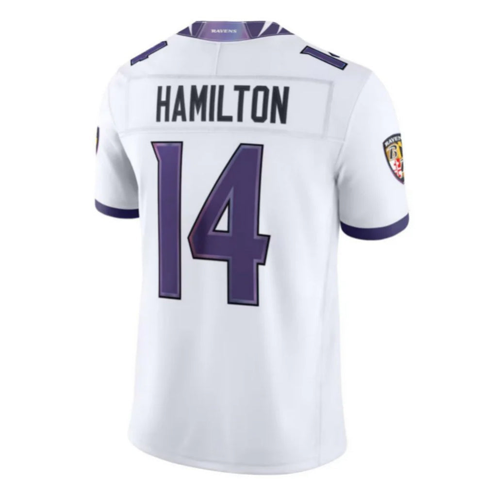 Kdoa B.Ravens #14 Kyle Hamilton Player White Limited Elite Home Game Stitched Jerseys