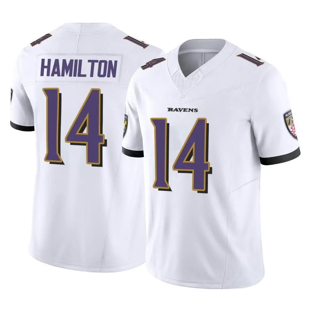 Kdoa B.Ravens #14 Kyle Hamilton Player White Vapor F.U.S.E. Limited Elite Home Game Stitched Jerseys
