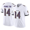 Kdoa B.Ravens #14 Kyle Hamilton Player White Vapor F.U.S.E. Limited Elite Home Game Stitched Jerseys