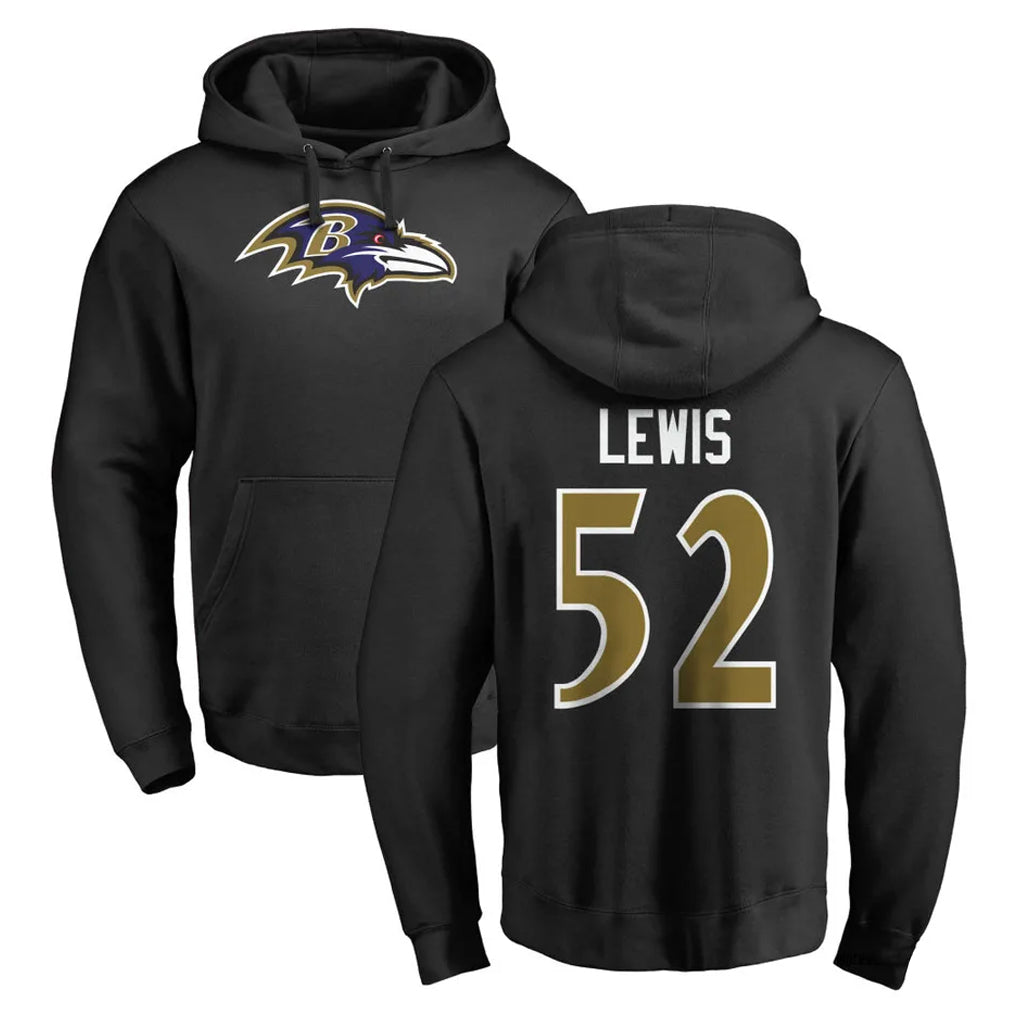 Kdoa B.Ravens #52 Ray Lewis Player Black Pullover Hoodie Stitched Jerseys