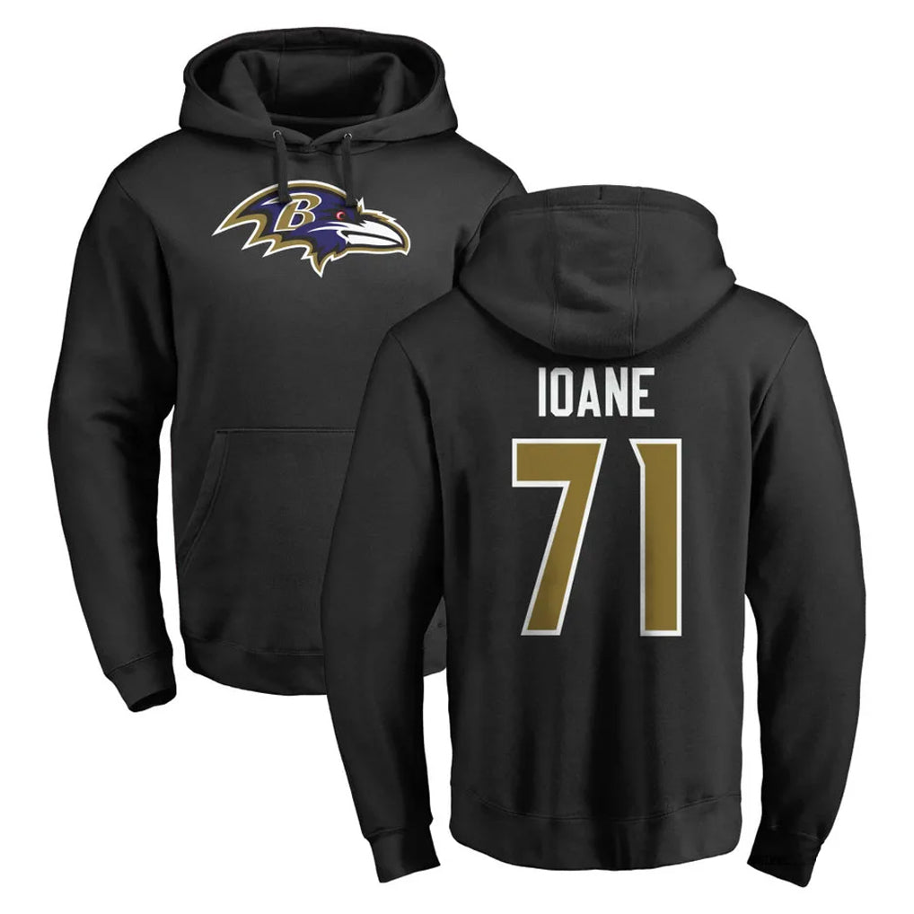Kdoa B.Ravens #71 Olaivavega Ioane Player Black Pullover Hoodie Stitched Jerseys