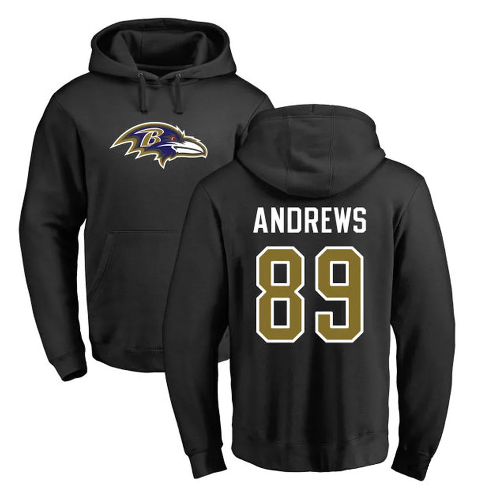 Kdoa B.Ravens #89 Mark Andrews Player Black Pullover Hoodie Stitched Jerseys