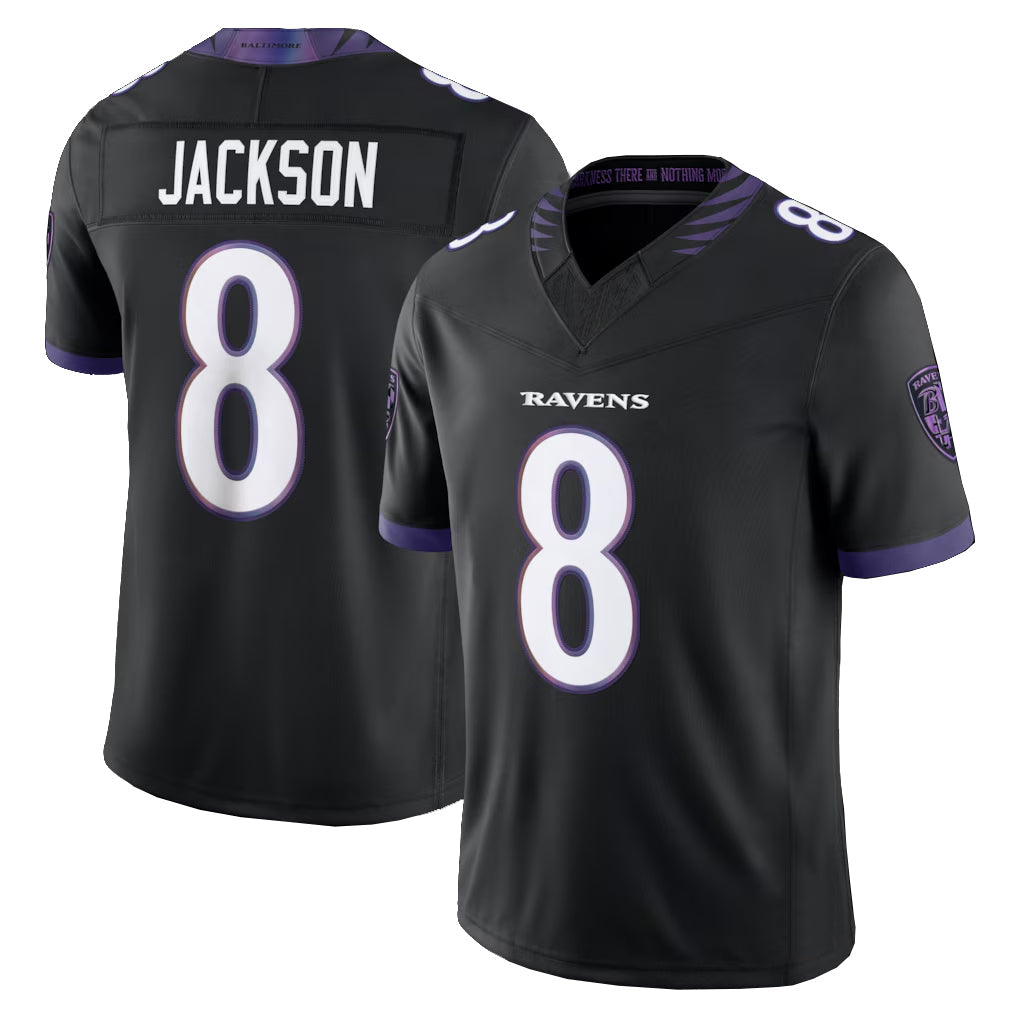 Kdoa B.Ravens #8 Lamar Jackson Player Black Limited Elite Home Game Stitched Jerseys