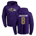 Kdoa B.Ravens #8 Lamar Jackson Player Purple Salute to Service Pullover Hoodie Stitched Jerseys