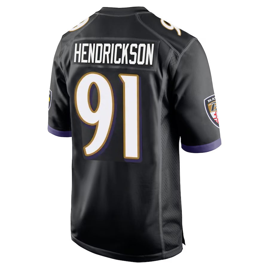 Kdoa B.Ravens #91 Trey Hendrickson Player Black Alternate Home Game Stitched Jerseys