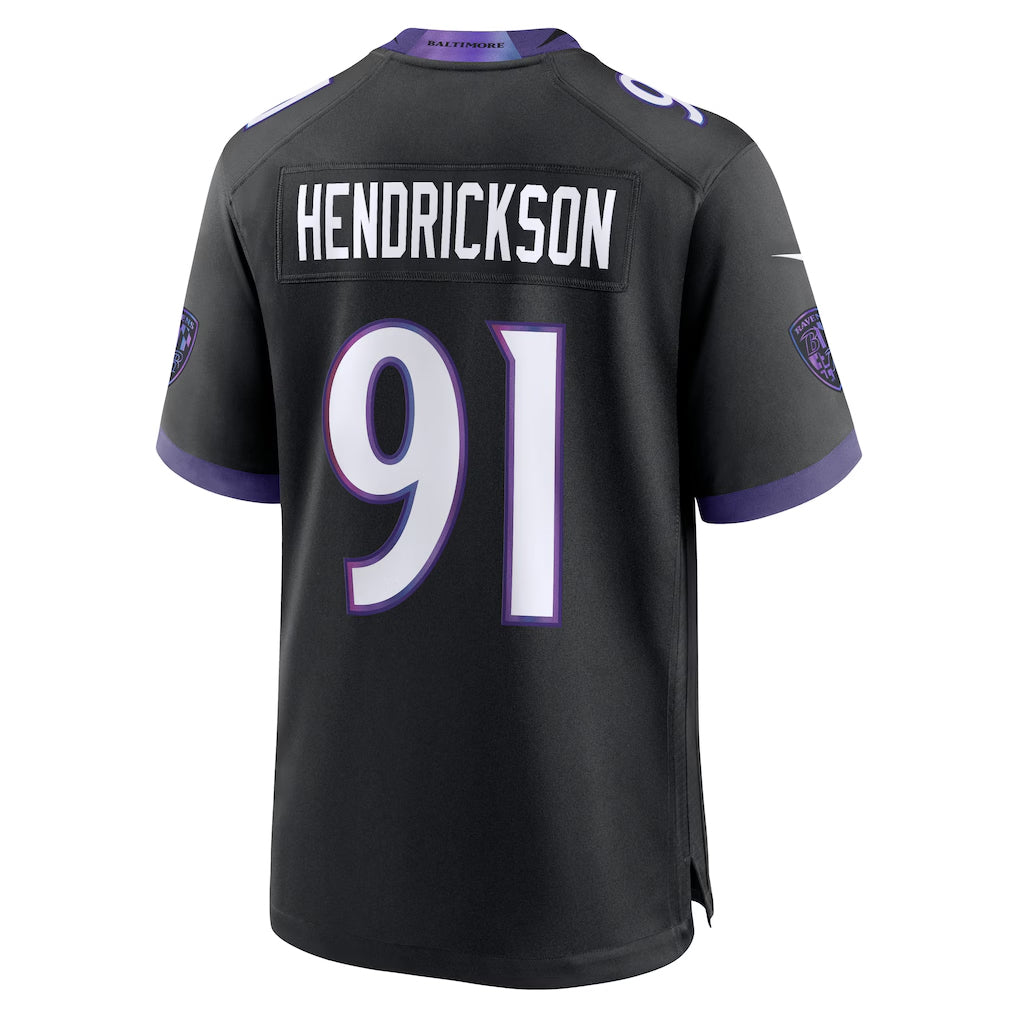 Kdoa B.Ravens #91 Trey Hendrickson Player Black Home Game Stitched Jerseys
