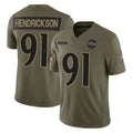 Kdoa B.Ravens #91 Trey Hendrickson Player Olive Salute To Service Limited Home Game Stitched Jerseys