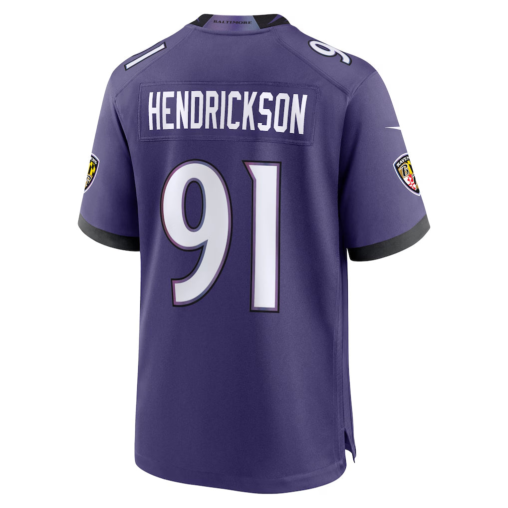 Kdoa B.Ravens #91 Trey Hendrickson Player Purple Home Game Stitched Jerseys