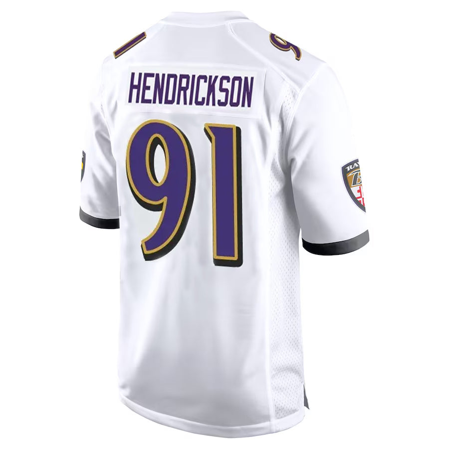 Kdoa B.Ravens #91 Trey Hendrickson Player White Alternate Home Game Stitched Jerseys