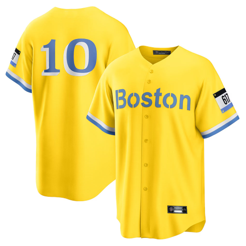 Kdoa B.Red Sox #10 Trevor Story Player Yellow Home Game Stitched Jerseys