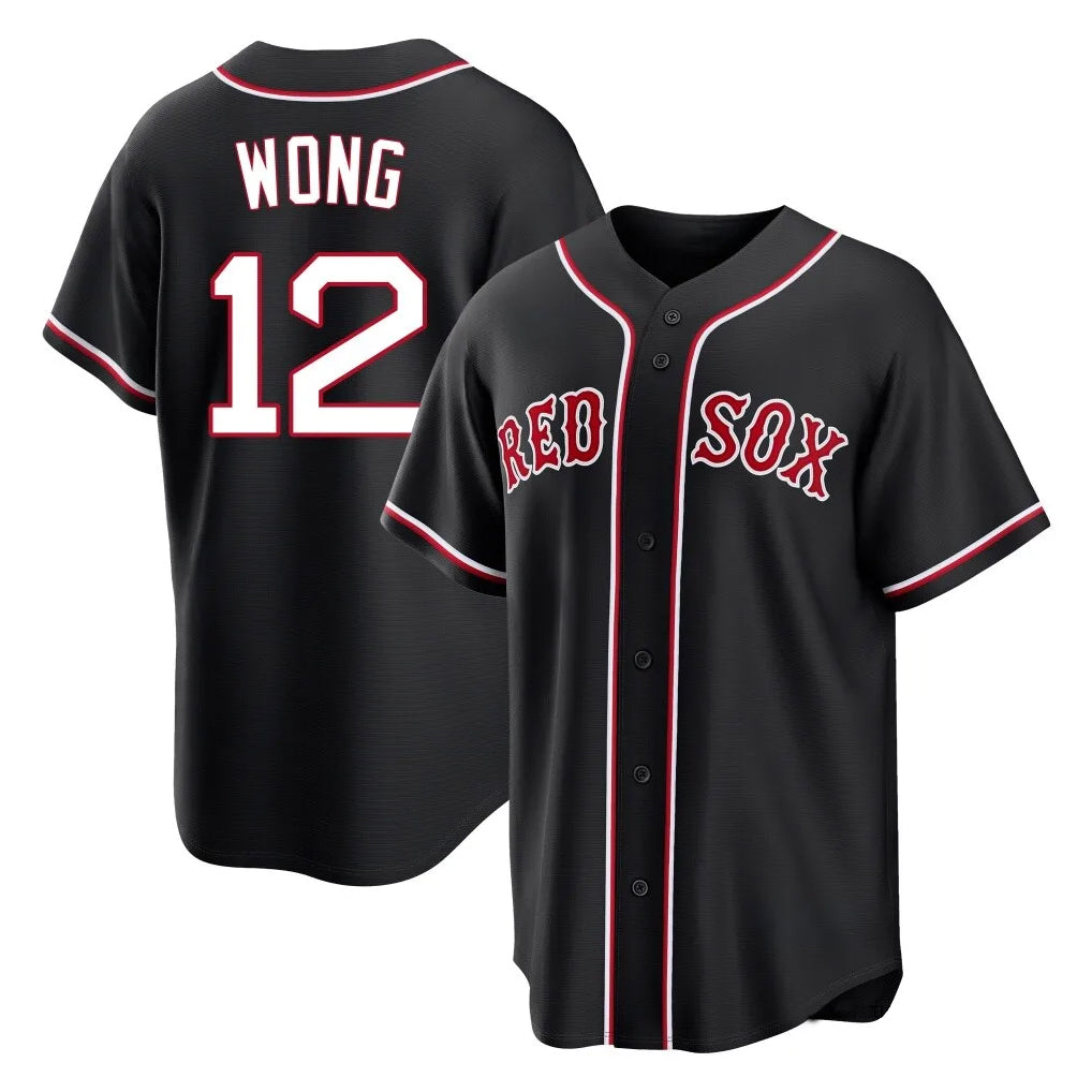 Kdoa B.Red Sox #12 Connor Wong Player Black Out Home Game Stitched Jerseys