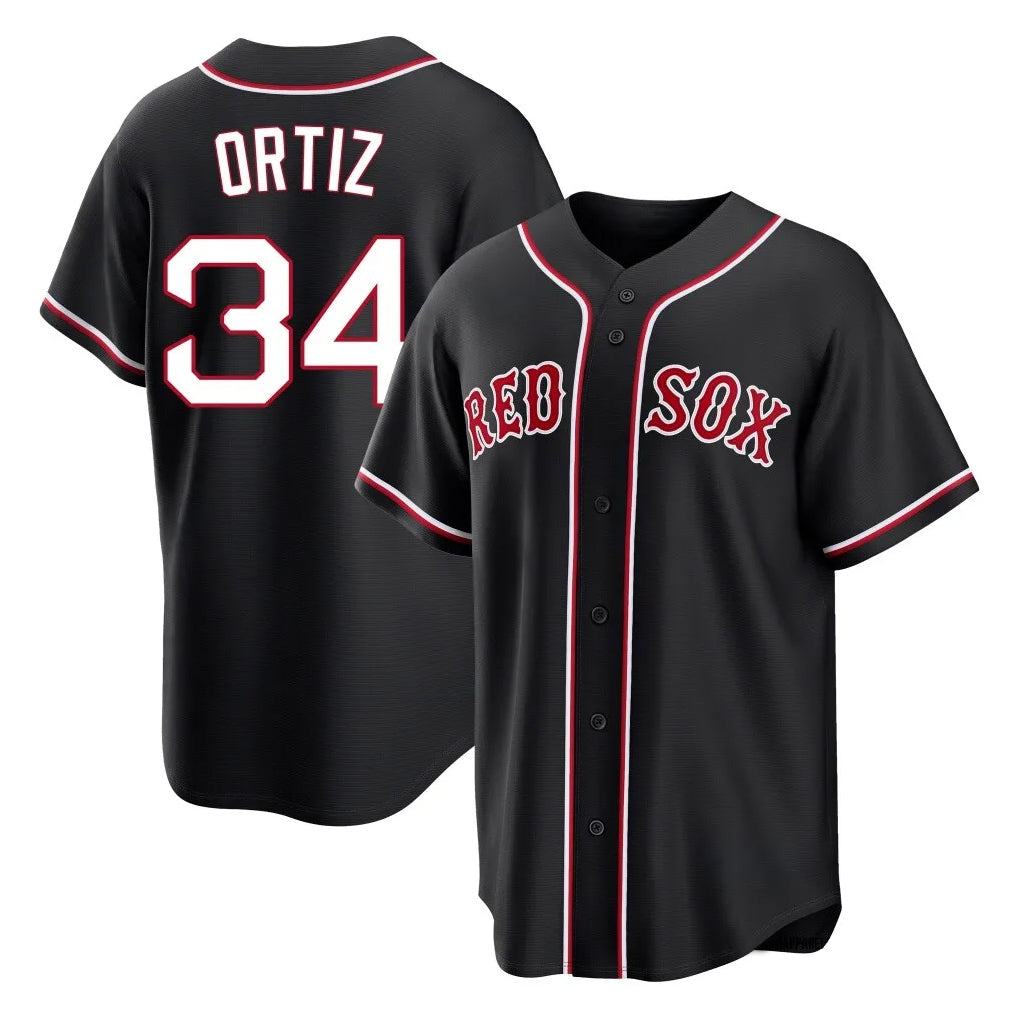 Kdoa B.Red Sox #34 David Ortiz Player Black Out Home Game Stitched Jerseys