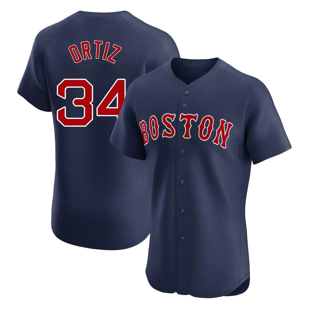 Kdoa B.Red Sox #34 David Ortiz Player Navy Limited Elite Home Game Stitched Jerseys