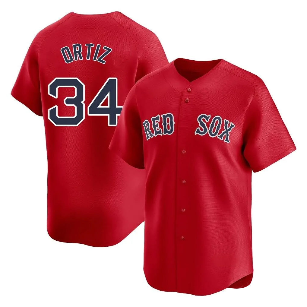 Kdoa B.Red Sox #34 David Ortiz Player Red Limited Home Game Stitched Jerseys