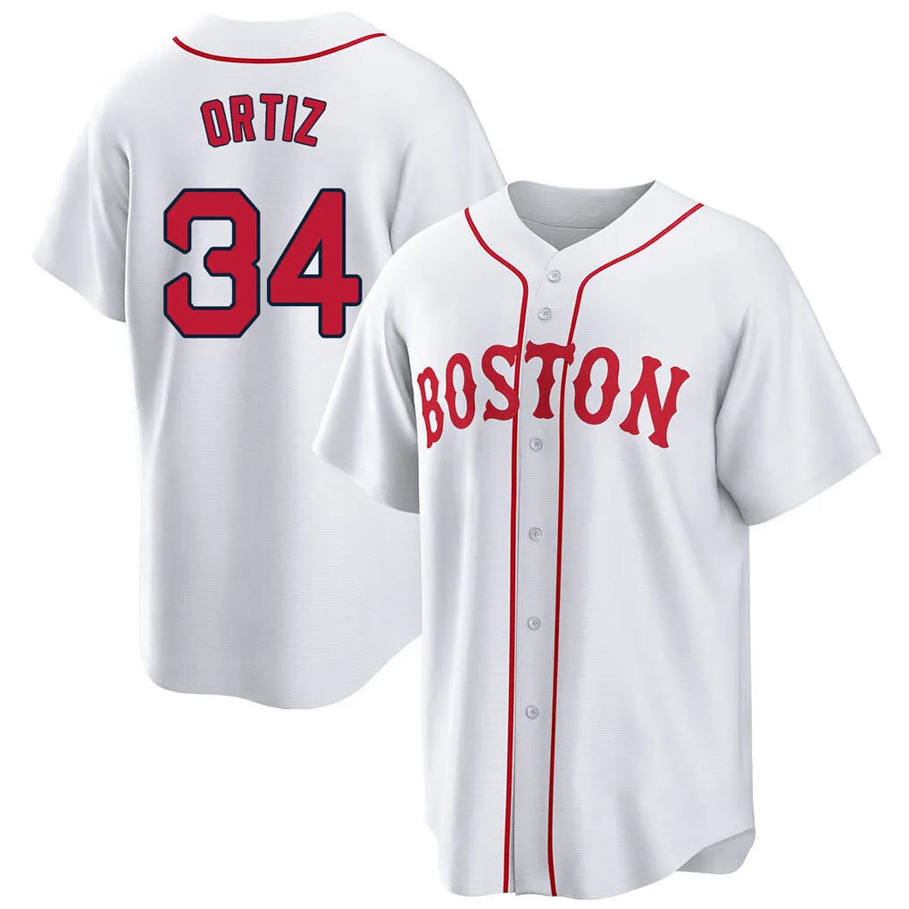 Kdoa B.Red Sox #34 David Ortiz Player White Game Home Stitched Jerseys