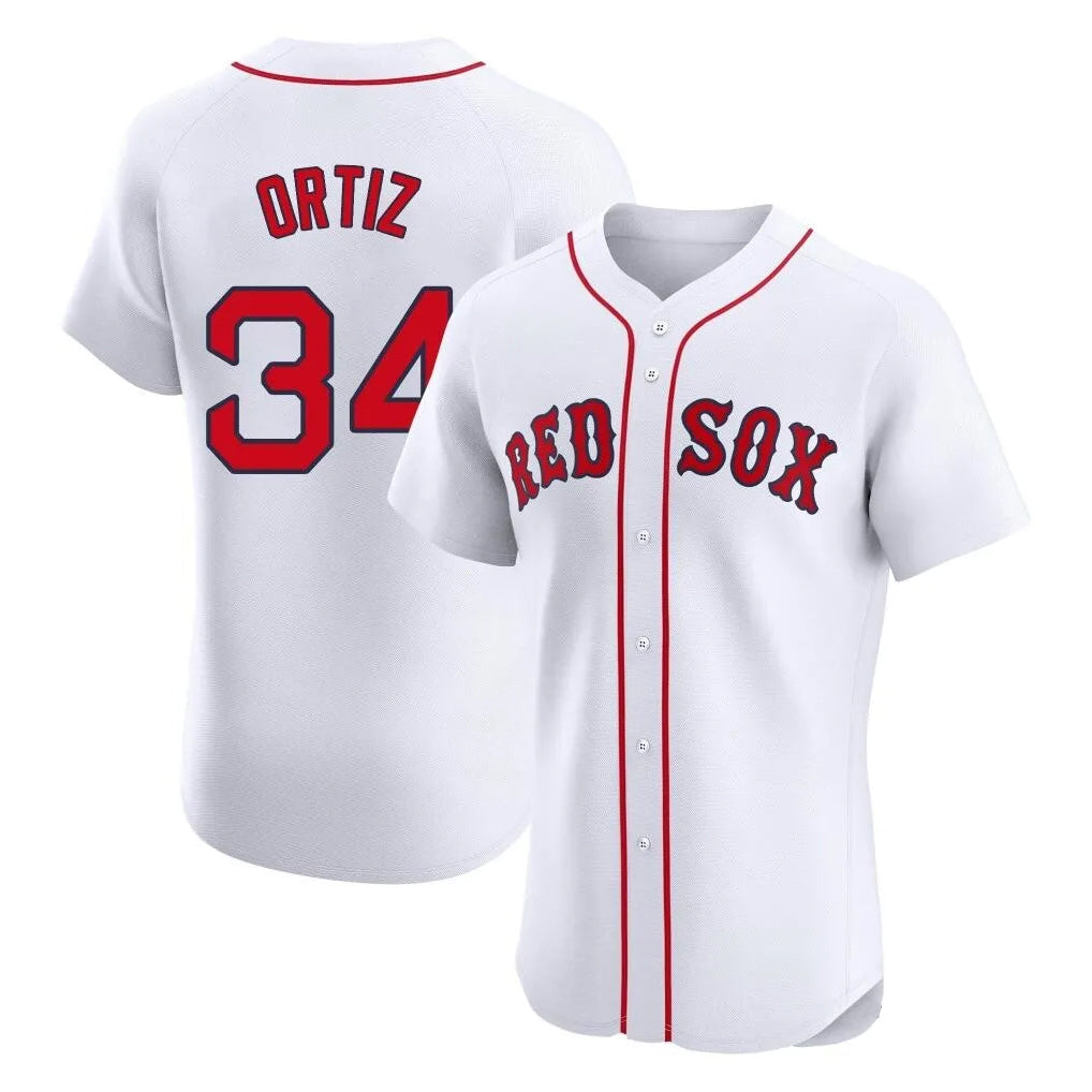 Kdoa B.Red Sox #34 David Ortiz Player White Limited Elite Home Game Stitched Jerseys