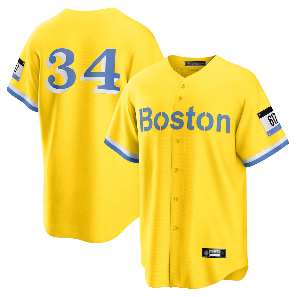 Kdoa B.Red Sox #34 David Ortiz Player Yellow Home Game Stitched Jerseys