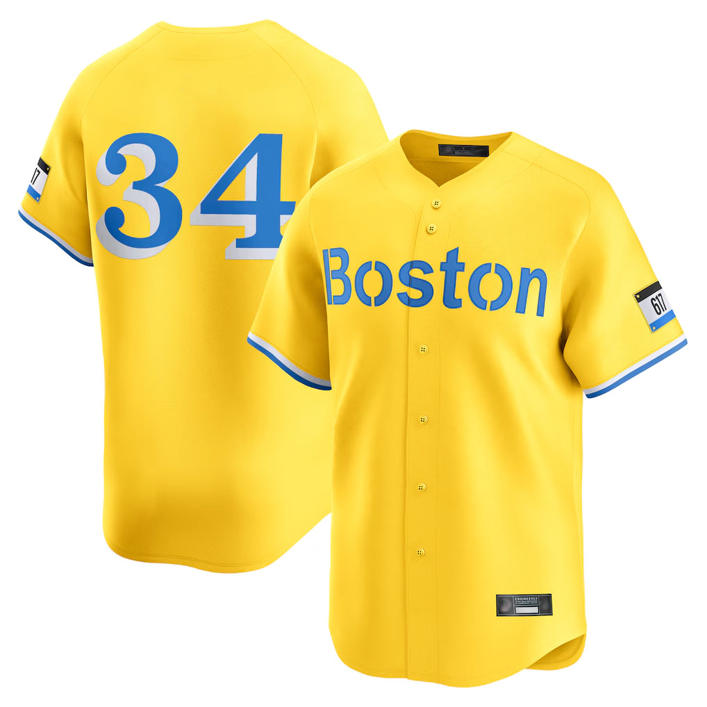 Kdoa B.Red Sox #34 David Ortiz Player Yellow Limited Home Game Stitched Jerseys