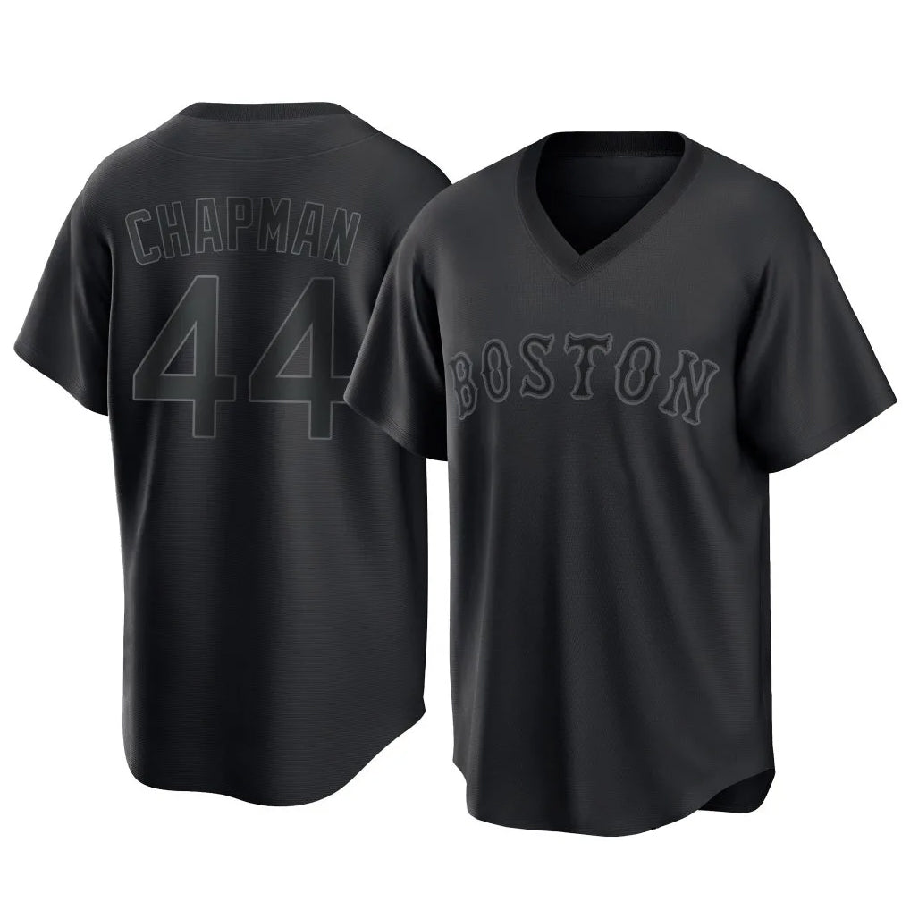 Kdoa B.Red Sox #44 Aroldis Chapman Player Black T-shirt Home Game Stitched Jerseys