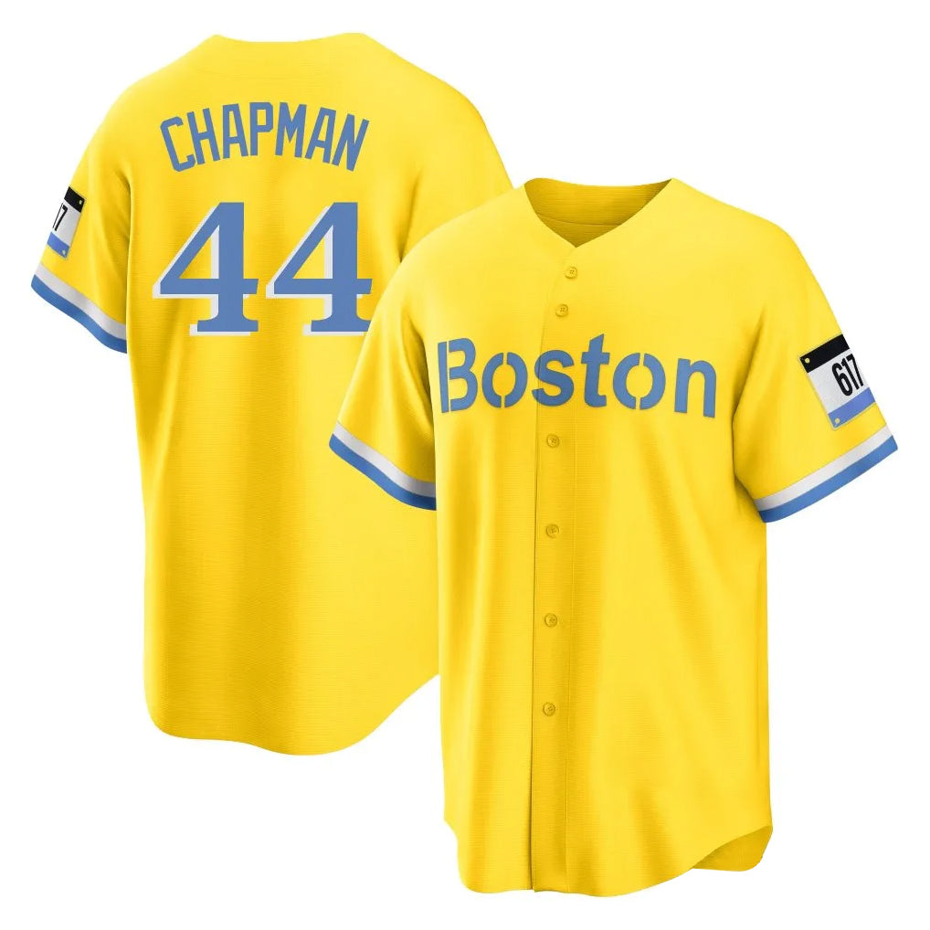 Kdoa B.Red Sox #44 Aroldis Chapman Player Yellow Home Game Stitched Jerseys