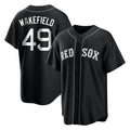 Kdoa B.Red Sox #49 Tim Wakefield Player Black Home Game Stitched Jerseys