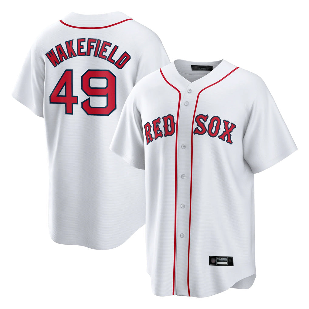 Kdoa B.Red Sox #49 Tim Wakefield Player White Home Game Stitched Jerseys