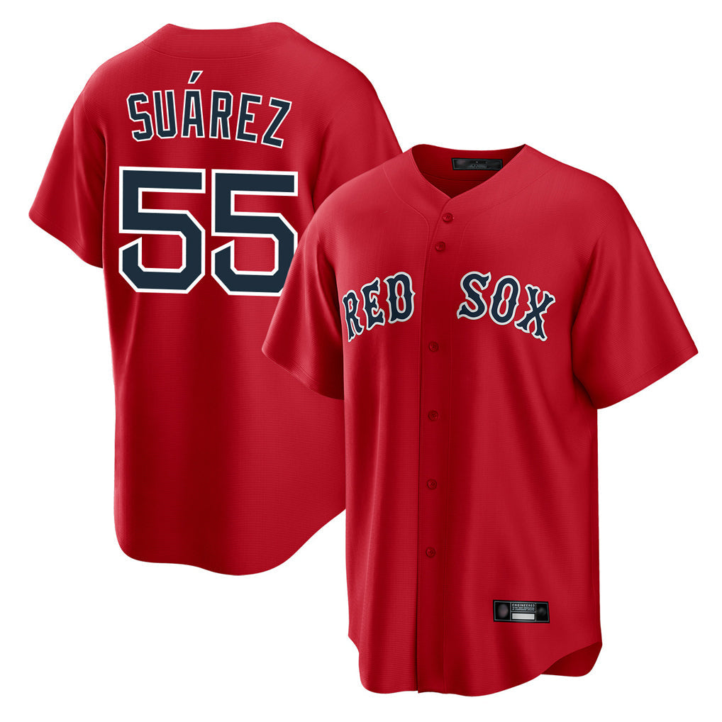 Kdoa B.Red Sox #55 Ranger Su¡§¡érez Player Red Home Game Stitched Jerseys