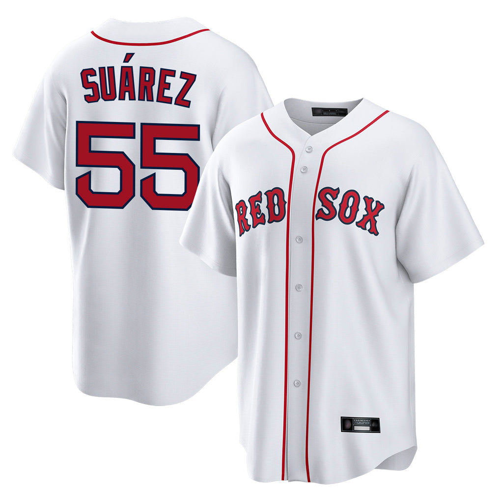 Kdoa B.Red Sox #55 Ranger Su¡§¡érez Player White Home Game Stitched Jerseys