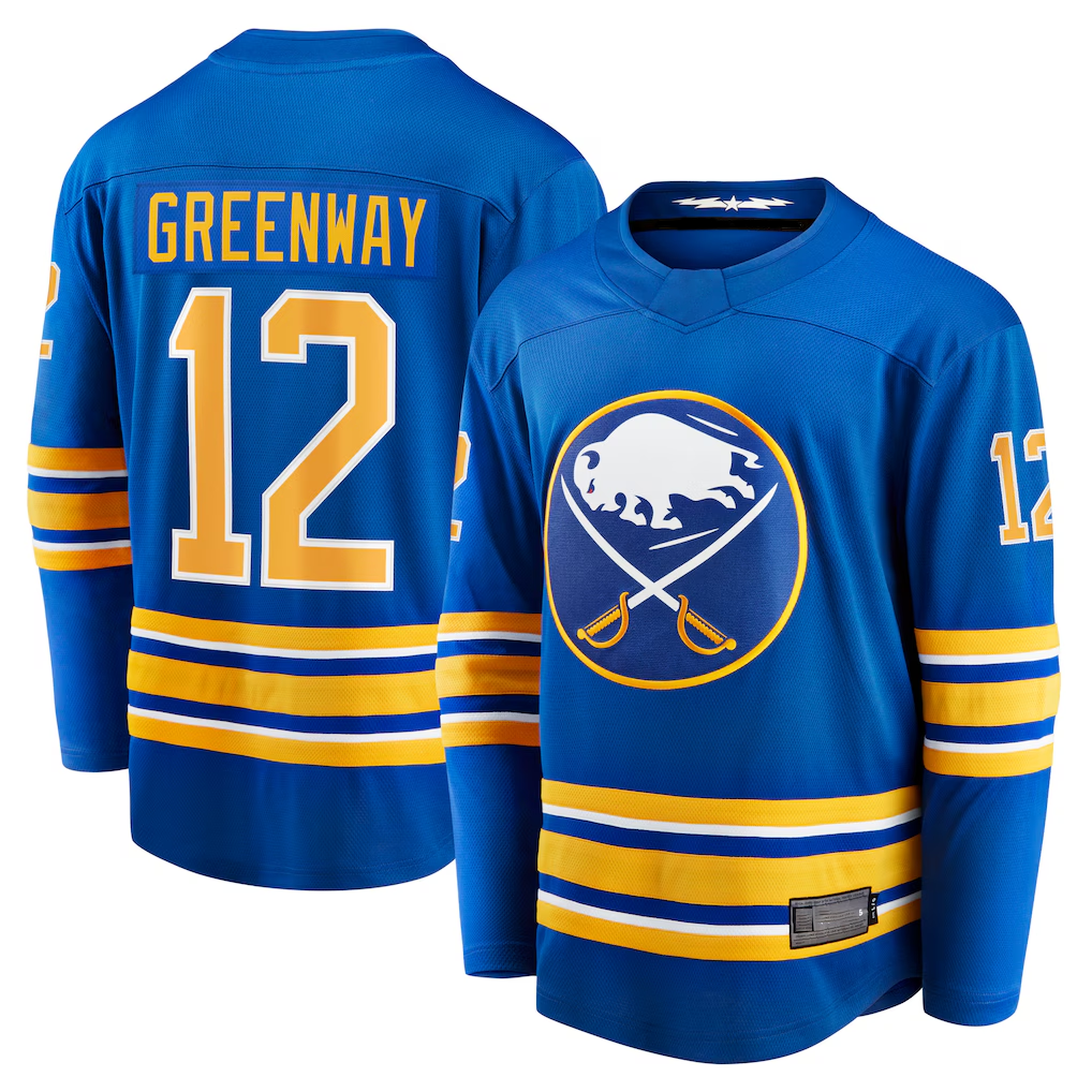 Kdoa B.Sabres #12 Jordan Greenway Royal Home Breakaway Stitched Jerseys