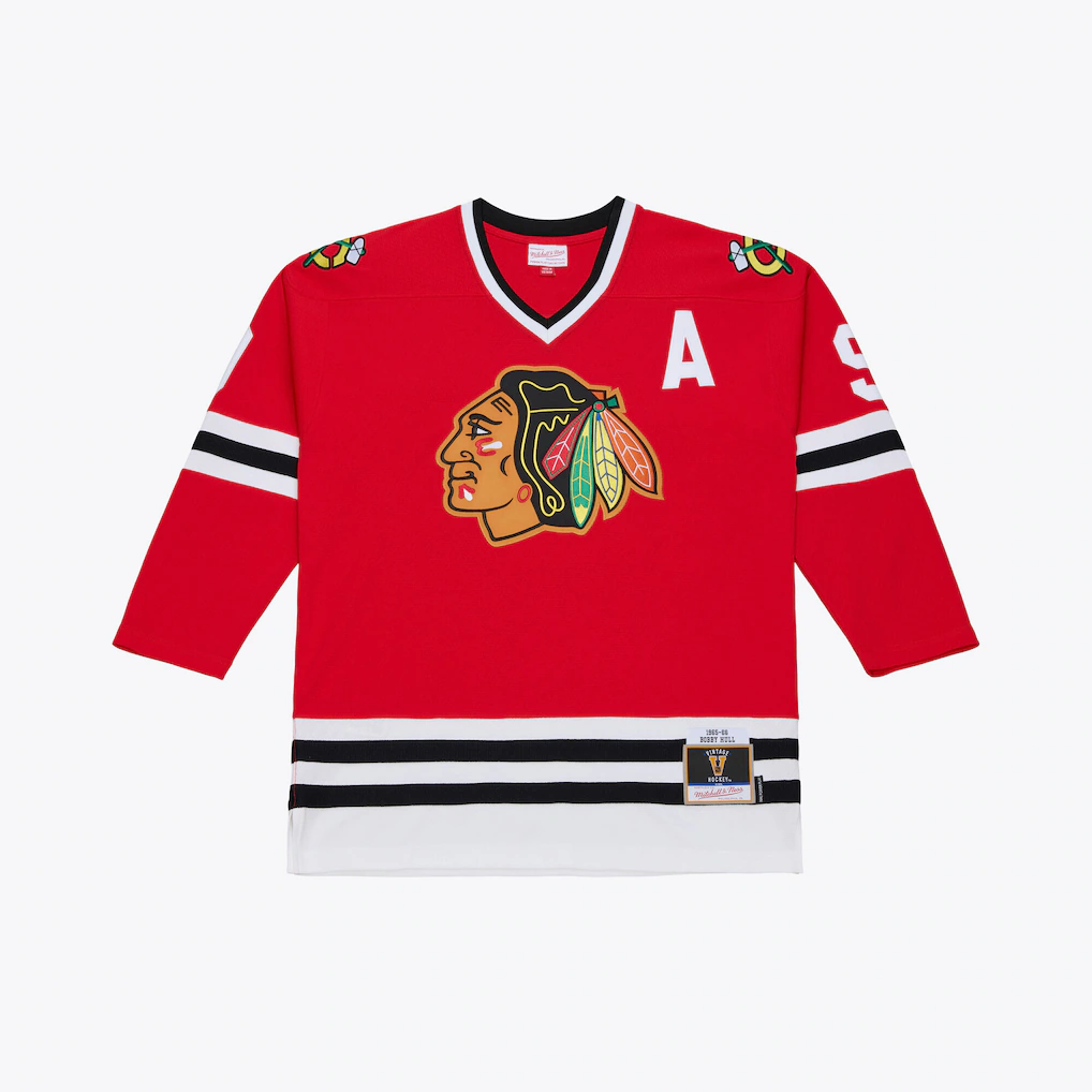 Kdoa C.Blackhawks Bobby Hull Mitchell & Ness Red 1966 Power Play Jerseys
