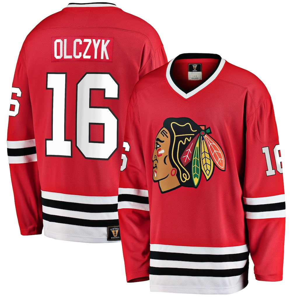 Kdoa C.Blackhawks #16 Eddie Olczyk Red Premier Breakaway Retired Player Jerseys