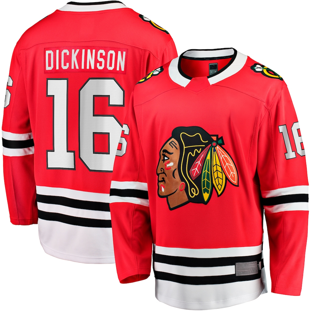 Kdoa C.Blackhawks #16 Jason Dickinson Red Home Breakaway Jerseys