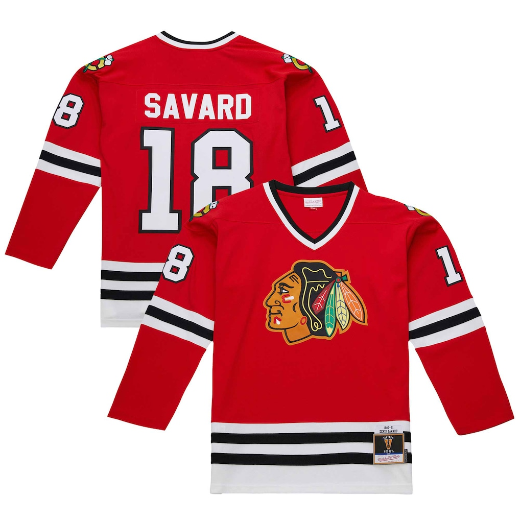Kdoa C.Blackhawks #18 Denis Savard Scarlet 1980-81 Power Play Jerseys