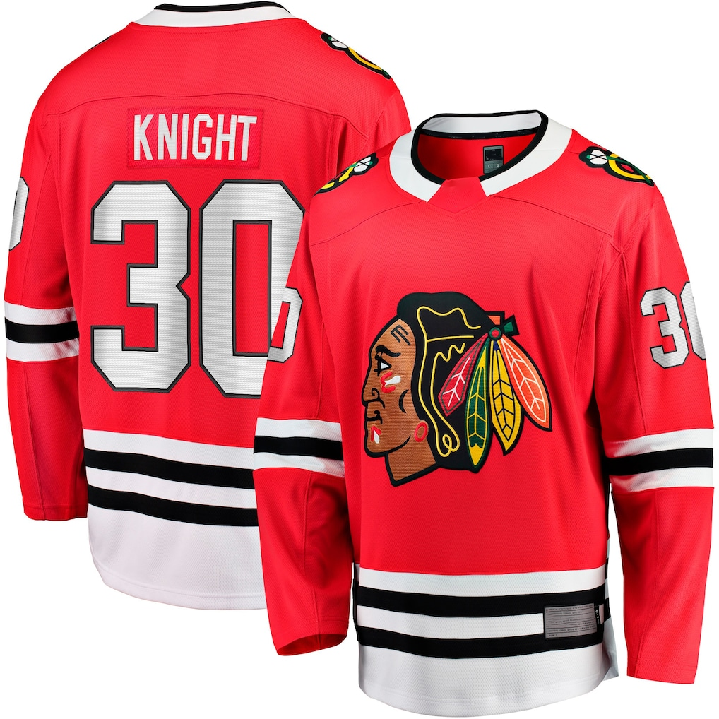 Kdoa C.Blackhawks #30 Spencer Knight Red Home Breakaway Jerseys