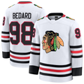 Kdoa C.Blackhawks #98 Connor Bedard White Away Premium Jerseys