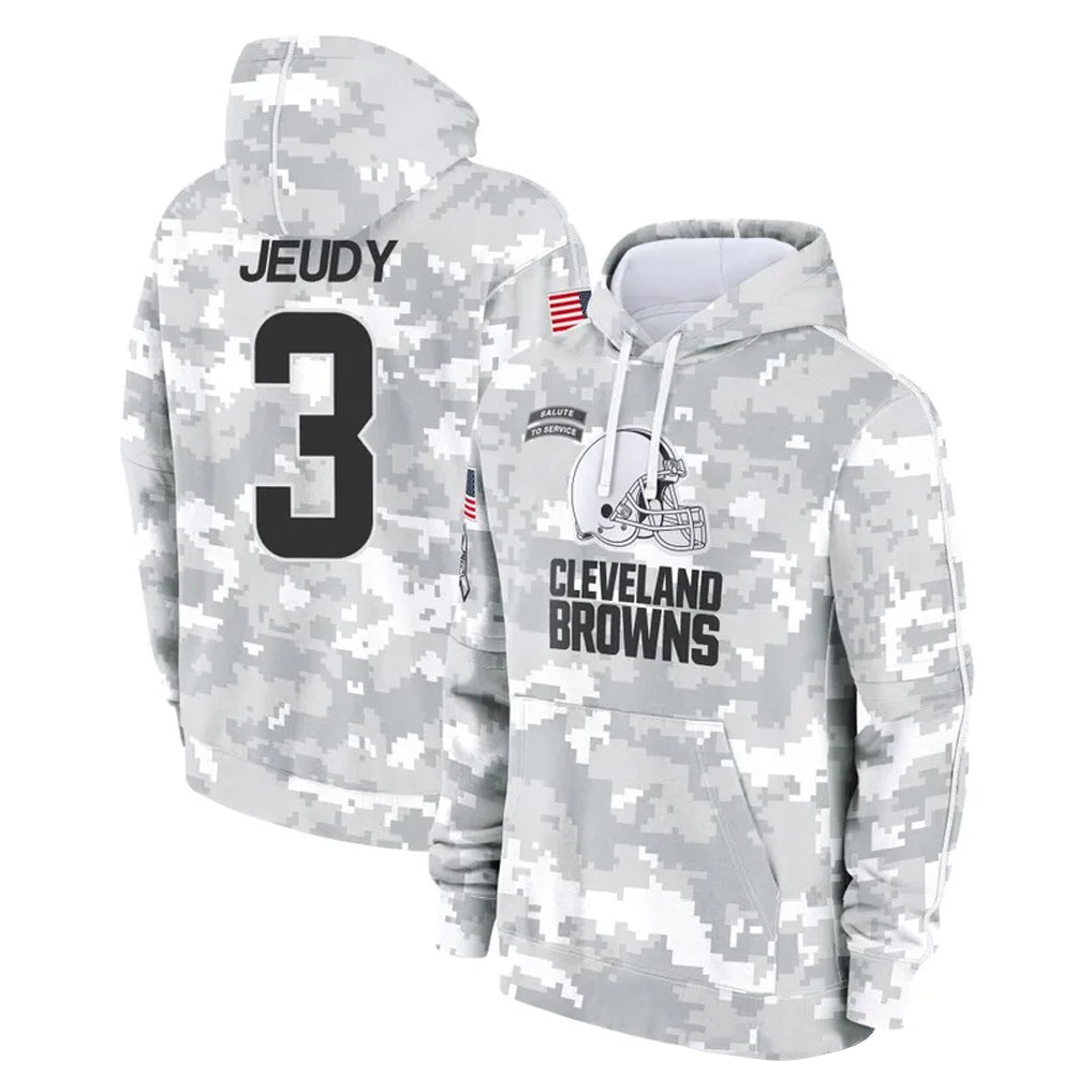 Kdoa C.Browns #3 Jerry Jeudy Player Arctic Camo Salute to Service Hoodies Limited Game Stitched Jerseys