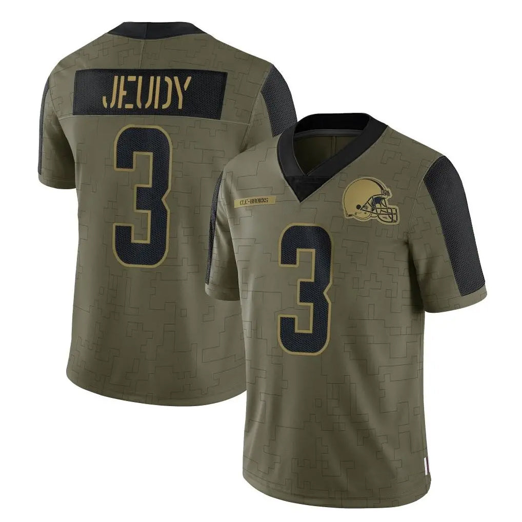 Kdoa C.Browns #3 Jerry Jeudy Player Olive Salute to Service Limited Home Game Stitched Jerseys