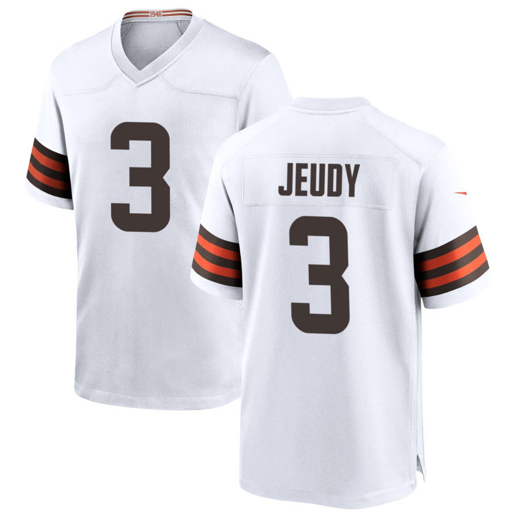 KdoaC.Browns #3 Jerry Jeudy Player White Home Game Stitched Jerseys
